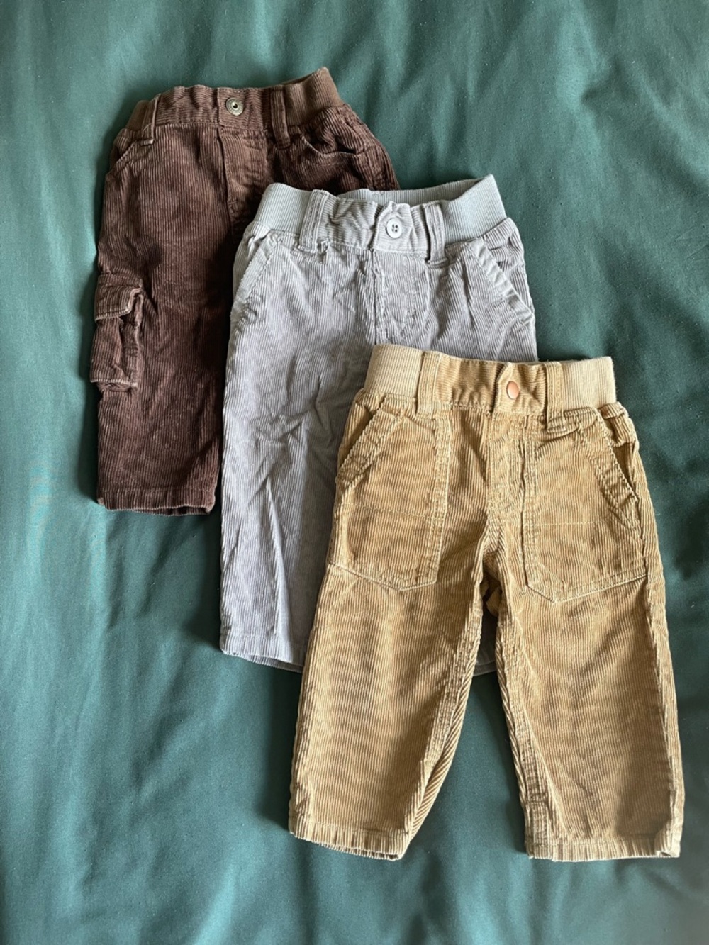 6-12 Month Corduroy Pants - Brown, Light Gray, Tan